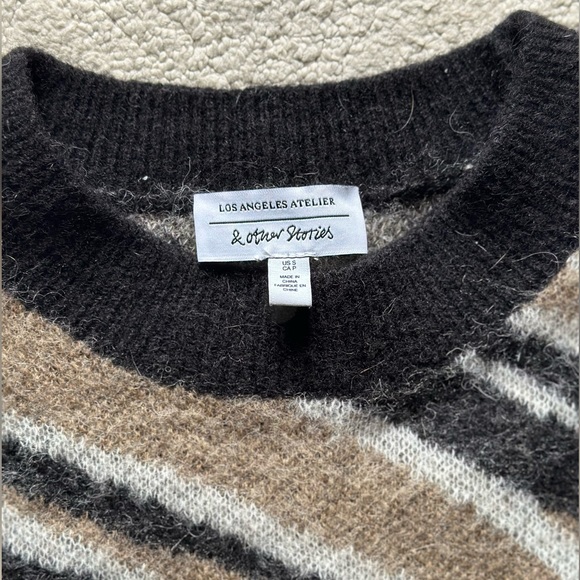 & Other Stories Alpaca Blend Knit Sweater Zebra Print Women’s Size Small - Picture 9 of 10